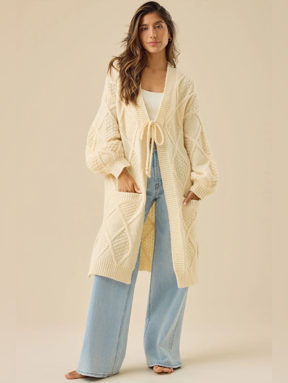 Altar’d State Mariana Cable Knit Cardigan Duster